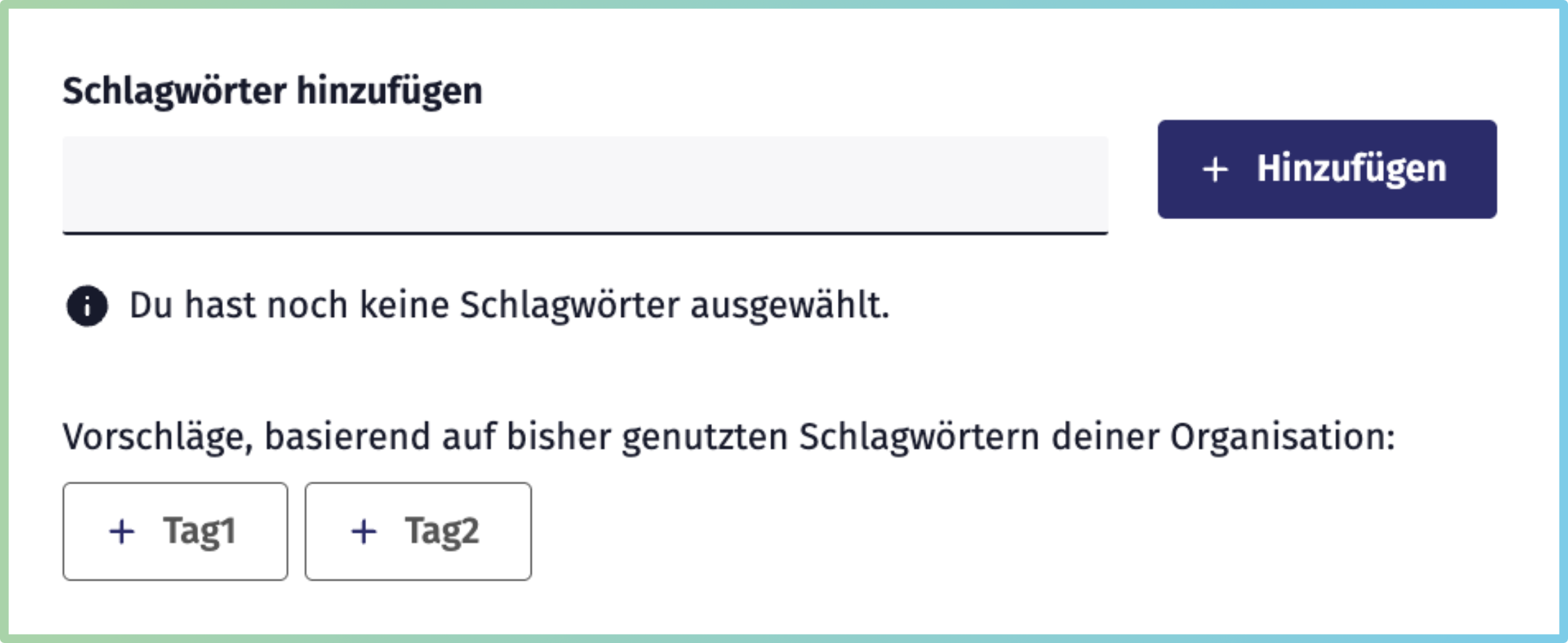 Formularbereich um Schlagwörter hinzuzufügen.